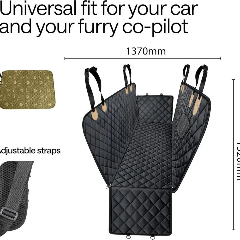 Waterproof Dog Car Seat Cover for Back Seat with Hard Bottom Inserts
